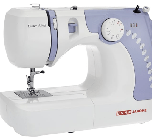 Usha Janome Dream Stitch Automatic Zig-Zag Electric Sewing Machine || 7 Built-In-Stitches || 14 Stitch Function (White & Blue) with complementary Sewing Lessons in Nine languages - Image 2